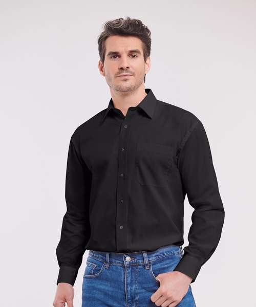 Long sleeve pure cotton easycare poplin shirt