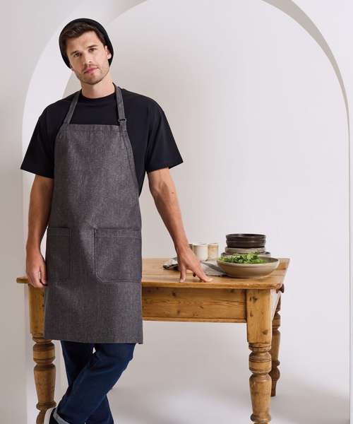 Cotton denim bib apron, organic and Fairtrade certified