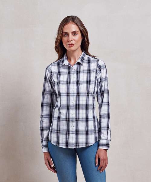 Women's Ginmill check cotton long sleeve shirt