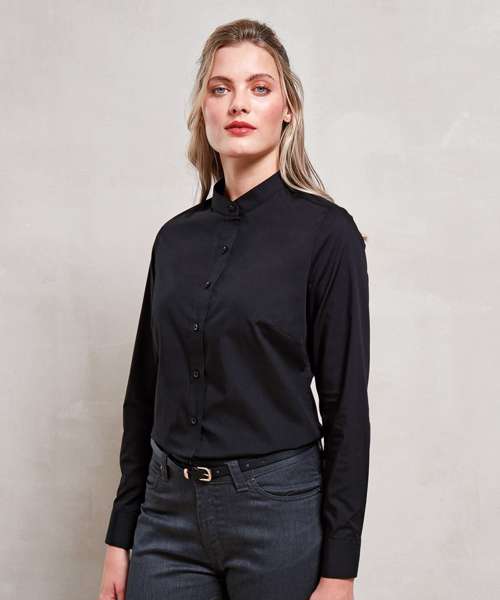 Women's banded collar 'grandad' shirt